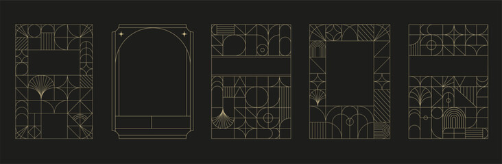 Art Deco frames minimalist collection. Elegant luxury borders and frames, vector templates design