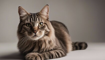 Obraz premium Portrait of a beautiful siberian cat on a gray background