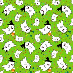 Obraz premium Halloween monsters seamless ghost pattern for wrapping paper and fabrics and linens and kids clothes print