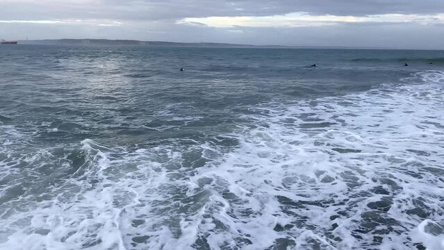 Waves in the ocean, panoramic view