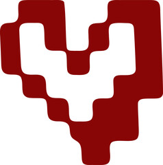 Heart outline pixel style vector illustration. Pixel heart Love symbol hand drawing stylized design element