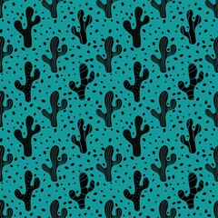 Summer floral seamless cactus pattern for fabrics and linens and wrapping paper and festive packaging