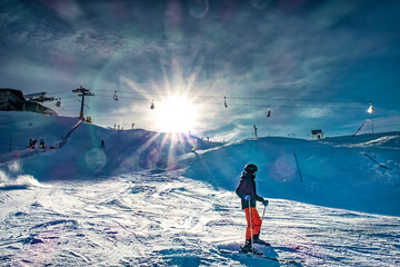 Ski slopes in Valmalenco ski resort - obrazy, fototapety, plakaty