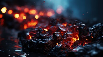 Captivating lava wallpaper: fiery beauty and volcanic landscapes in breathtaking visuals. Earth's core, hot lava flow, volcanic activity, nature's fiery display. - obrazy, fototapety, plakaty