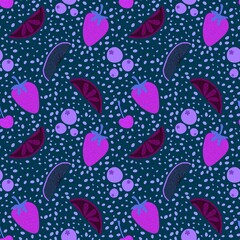 Summer fruit seamless berries pattern for wrapping paper and fabrics and linens and kids clothes print