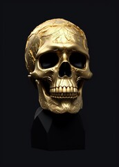 Fototapeta premium Chic allure: unveiling contemporary elegance of stylish skull with gold plating, modern luxurious decorative accent merging edgy design opulent glamour in a unique and fashion-forward statement piece.
