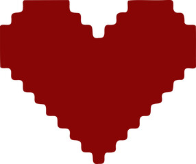Heart silhouette pixel style vector illustration. Pixel heart Love symbol hand drawing stylized design element
