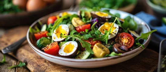 Tuinposter Classic French Nicoise salad © TheWaterMeloonProjec