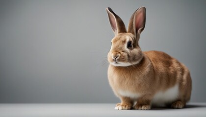 Rabbit on grey background. Cute rabbit.