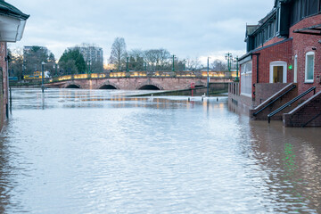 Severe floods on the River Severn,and record high river water levels,Worcester...