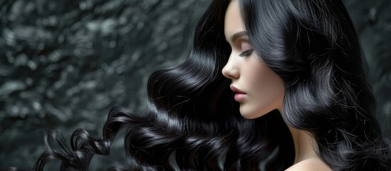 Stunning brunette with shiny, wavy black hair.