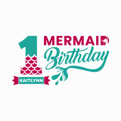 Mermaid birthday vector shirts for family design 1