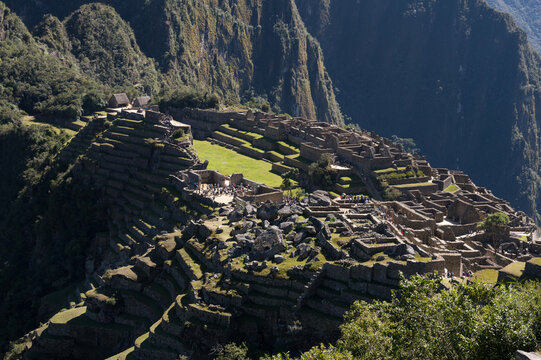 Close-up image showing the ruins of the Machu Picchu citadel