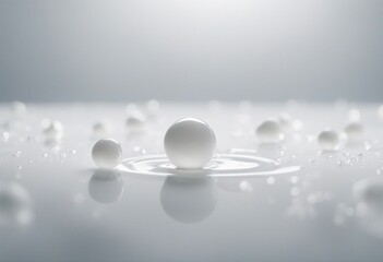 White milk droplet balls isolated on background with white tones