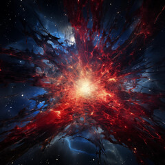 Giant star explodes in red and blue light