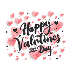 illustration of handwritten happy valentines day  card