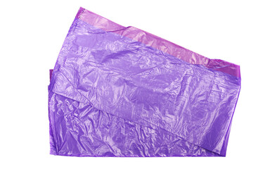 Violet plastic garbage bag, isolated on white