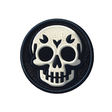 Embroidered skull patch label