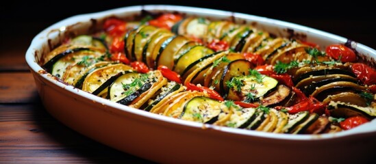 Tasty and healthy veggie casserole, vegetable tian