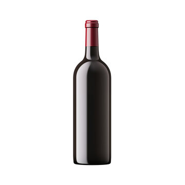 A realistic image of a wine bottle mockup isolated on a transparent background. PNG file.