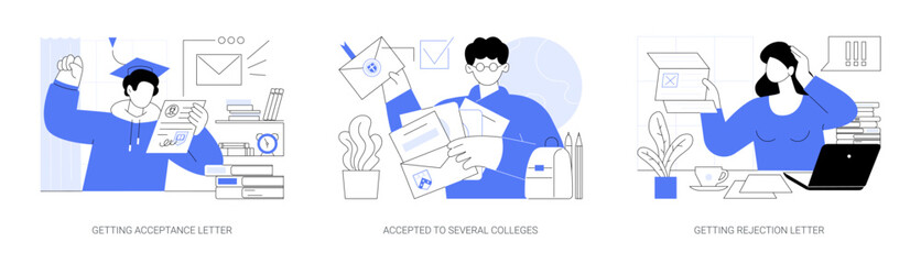 College admission isolated cartoon vector illustrations se