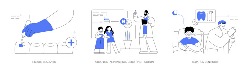 Pediatric dentistry abstract concept vector illustrations.