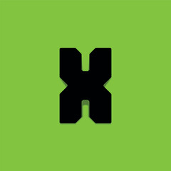 A black logo of a bold x with a green background