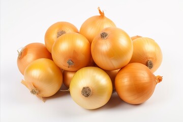 Freshly harvested onions on clean white backdrop for captivating ads   packaging designs
