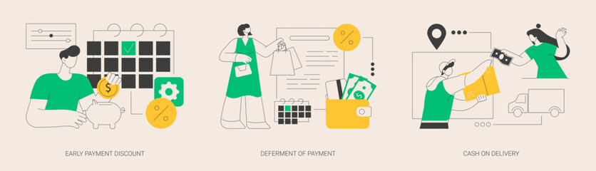 Payment terms abstract concept vector illustrations. - obrazy, fototapety, plakaty