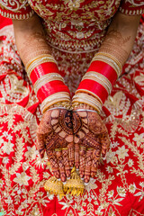 Indian bride's wedding henna mehendi mehndi hands close up