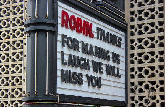 A Robin Williams tribute sign 