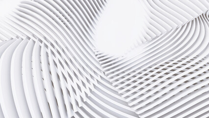 Abstract Curved Shapes. White Circular Background.