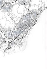 background map landscape city view monochrome black and white graphics america Barcelona