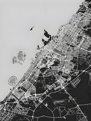 background map landscape city view monochrome black and white graphics america Dubai