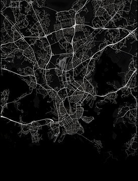 background map landscape city view monochrome black and white graphics america Helsinki