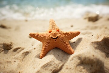 starfish on the beach Starfish on summer sunny beach at ocean background. Travel, vacation concepts