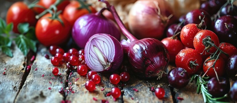 Quercetin, a plant pigment, is present in various fruits and vegetables including red onions, berries, and tomatoes, as evidenced by their molecular structure.
