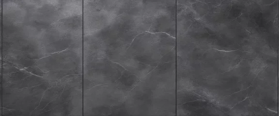 Gordijnen Dark black anthracite gray grunge polished natural stone tiles / terrace slabs / granite concrete texture background banner panorama  © SR07XC3