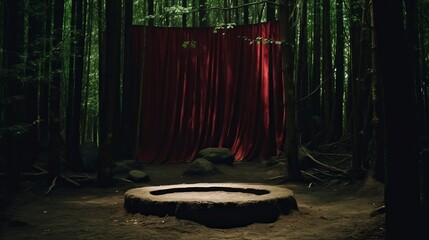 Enigmatic Forest Stage: Illuminated by a Spotlight, Inspired by the Mystique of Twin Peaks