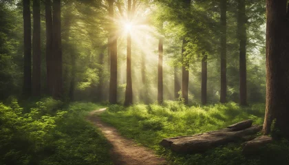 Abwaschbare Fototapete Straße im Wald The word JESUS, the Bible, the Holy Cross of Jesus, the sound of birds in the forest, and trees swaying in the wind and nature background 