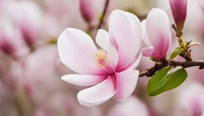 Obraz premium Beautiful isolated white magnolia branch