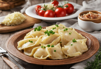 Polish Pierogi with Sauerkraut and Mushrooms - Delicious traditional Polish dumplings filled with...