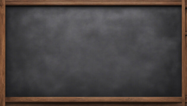 Empty blank old anthracite blackboard with wooden frame and space for text