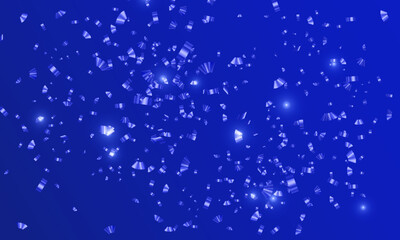 Vector artwork of crimson confetti on a blue background for a party
