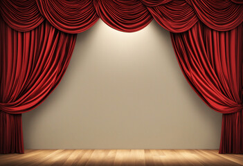 Virtual Red Stage Curtains