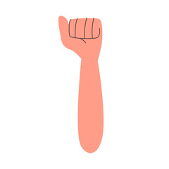 Human fist hand up vector flat illustration isolated on white