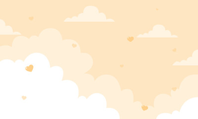 Vector valentine theme with hearts in yellow sky background