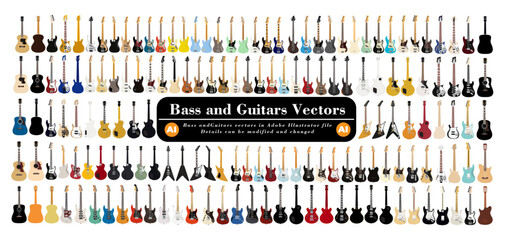 Bass and Guitars Vectors - Part 2  - obrazy, fototapety, plakaty