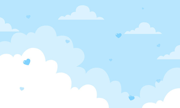 Vector valentine theme with hearts in blue sky background