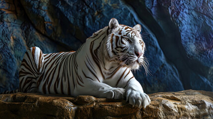 The frame is a beautiful white tiger, expressing strength in every movement, conveys the impressiv
